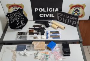 Dinheiro, arma e drogas apreendida pela Polcia Civil na 2 Fase da Operao Dez Mandamentos