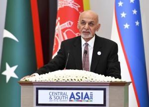 O presidente do Afeganisto, Ashraf Ghani, durante discurso na conferncia de 2021 da sia Central e Sul em Tashkent, no Uzbequisto, em 16 de julho de 2021  Foto: AP